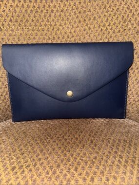 J. Crew Navy Envelope Clutch with Gold Snap